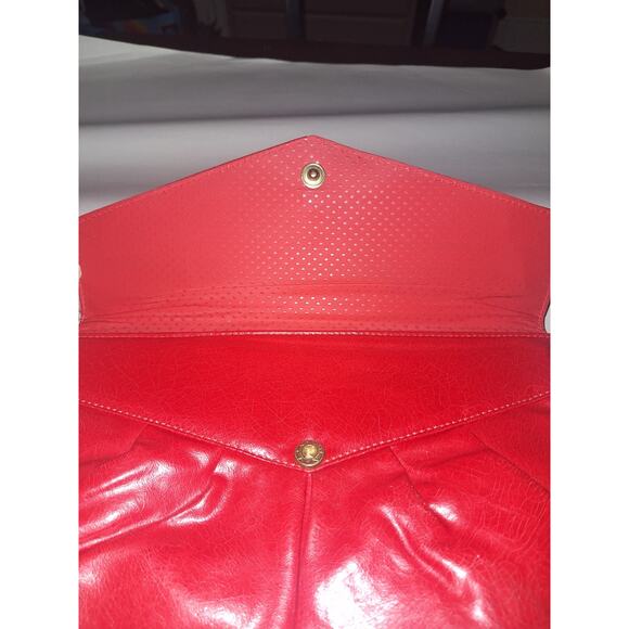 Vintage Made In Taiwan 80s Retro Red Clutch‎ Wrislet Faux Leather Purse Handbag - Picture 3 of 7